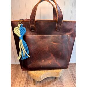 Green Blue Macrame Charm Purse Keychain Green Heart Bag Charm FAST SHIP NEW